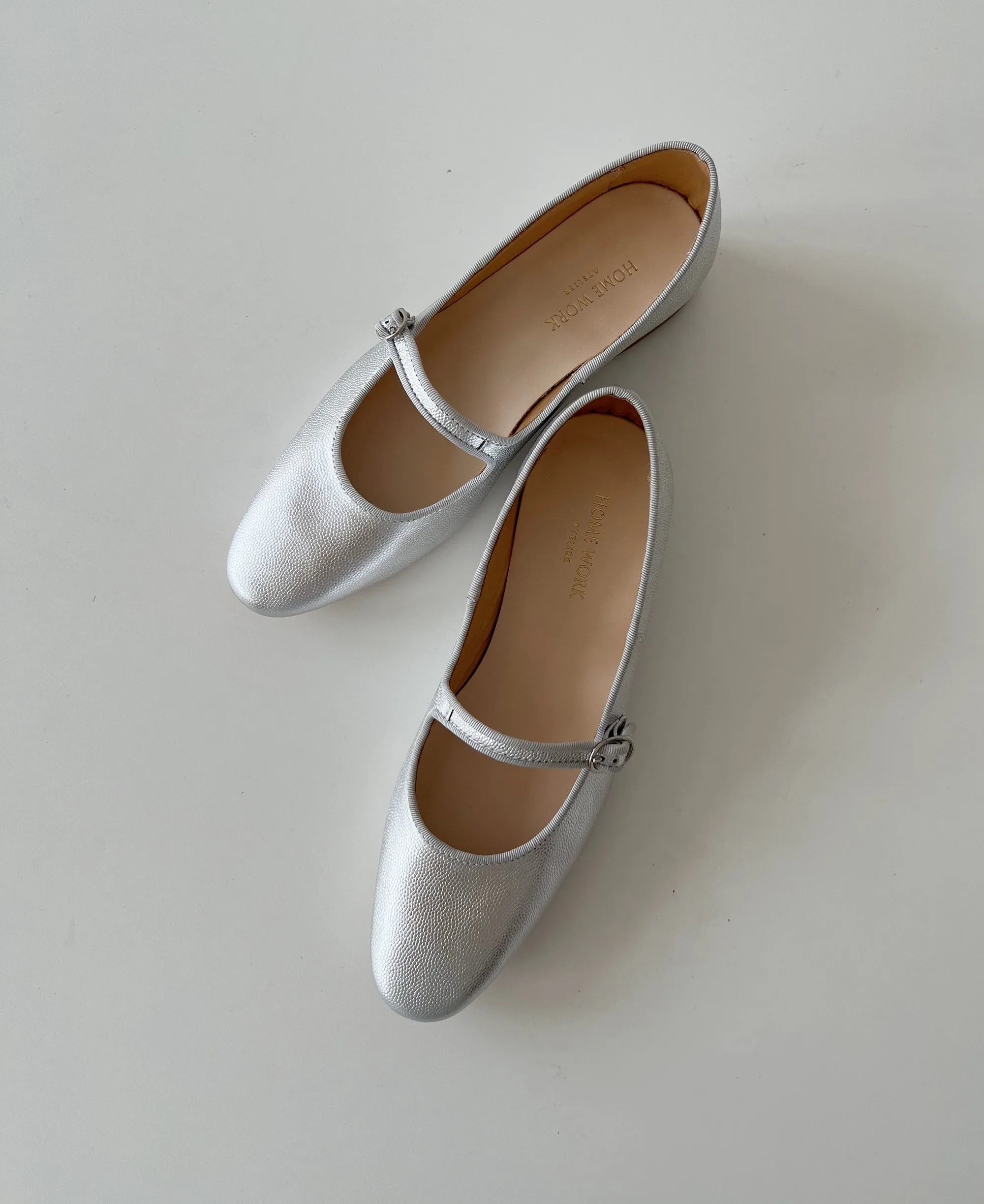 Silver Mary Jane Flats