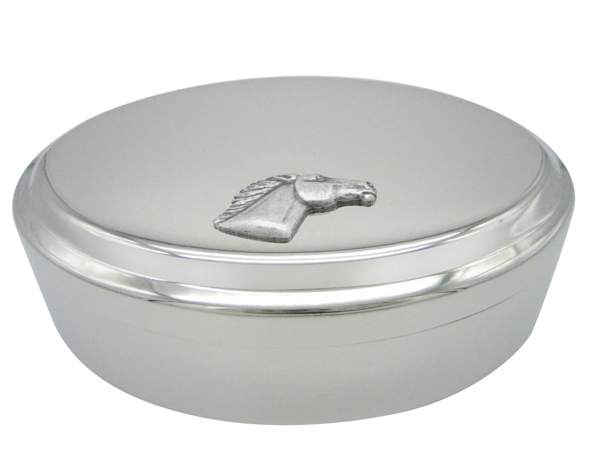 Smooth Horse Head Pendant Oval Trinket Jewelry Box