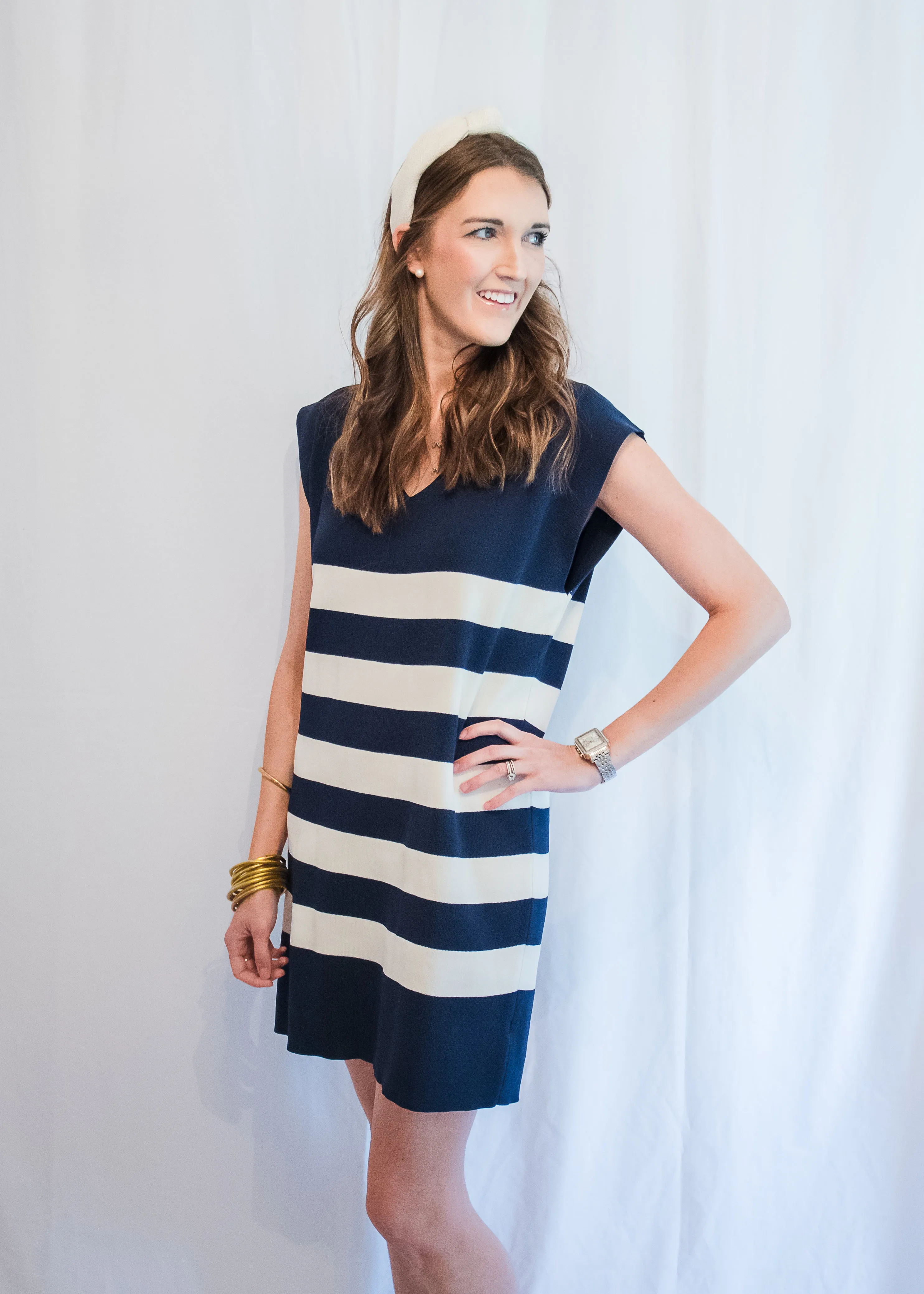 Smooth Sailing Navy Striped Dress