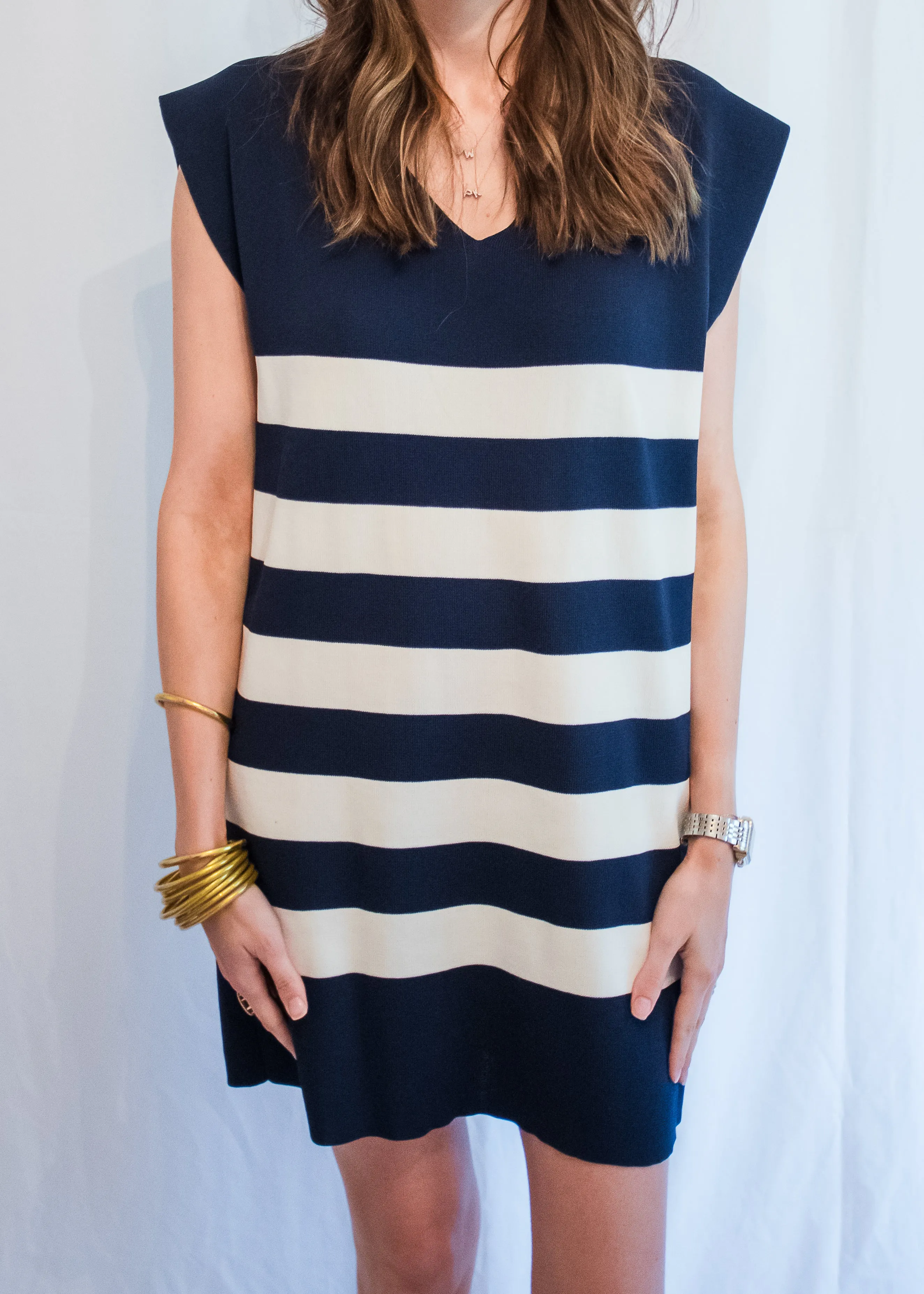 Smooth Sailing Navy Striped Dress