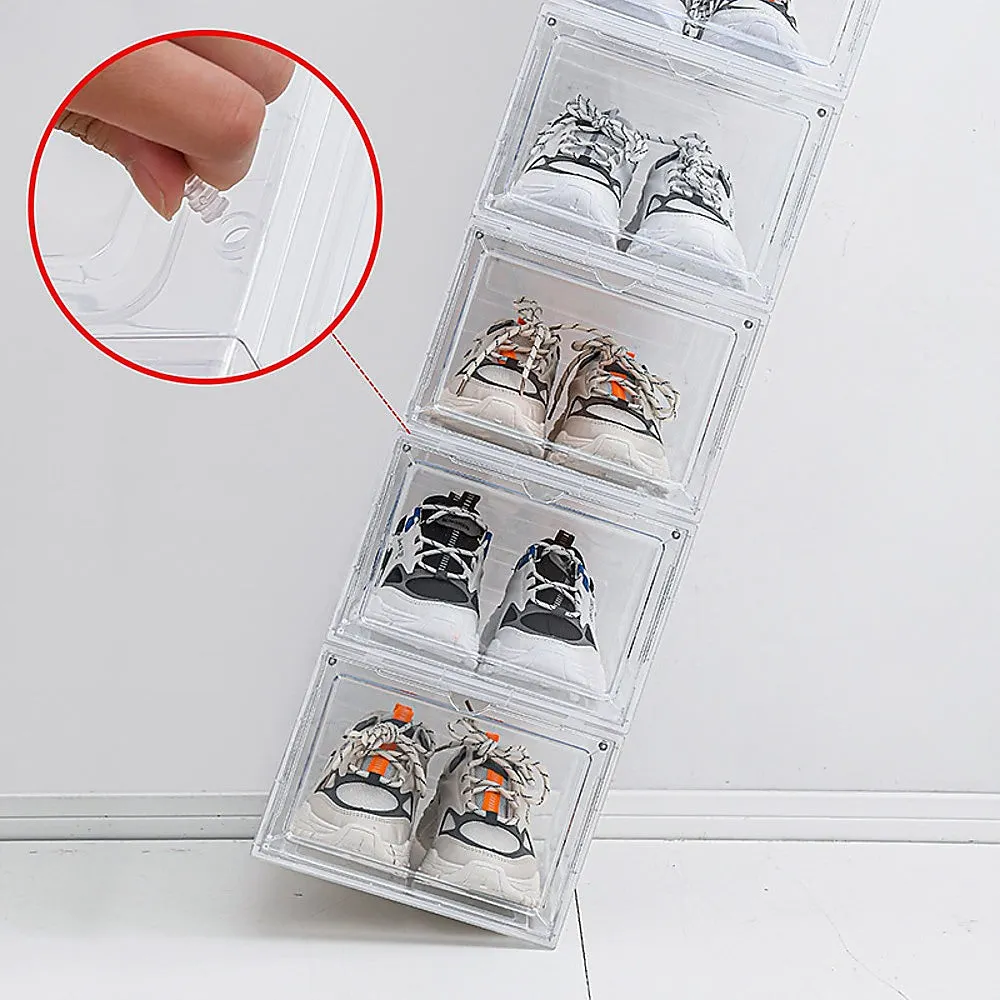 Sneaker Display Case Shoe Storage Organizer Box Stackable Plastic Clear Magnetic