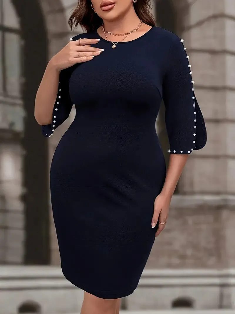 Sophisticated Pearl-Embellished Dress for Effortless Elegance