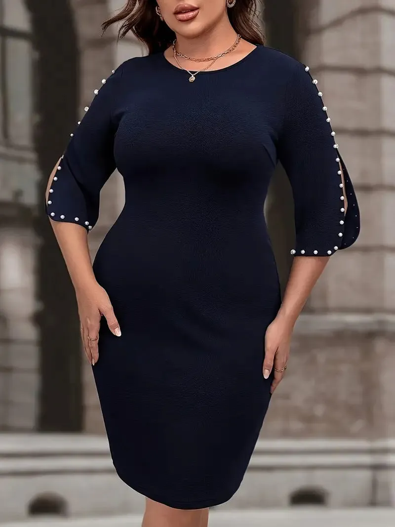Sophisticated Pearl-Embellished Dress for Effortless Elegance