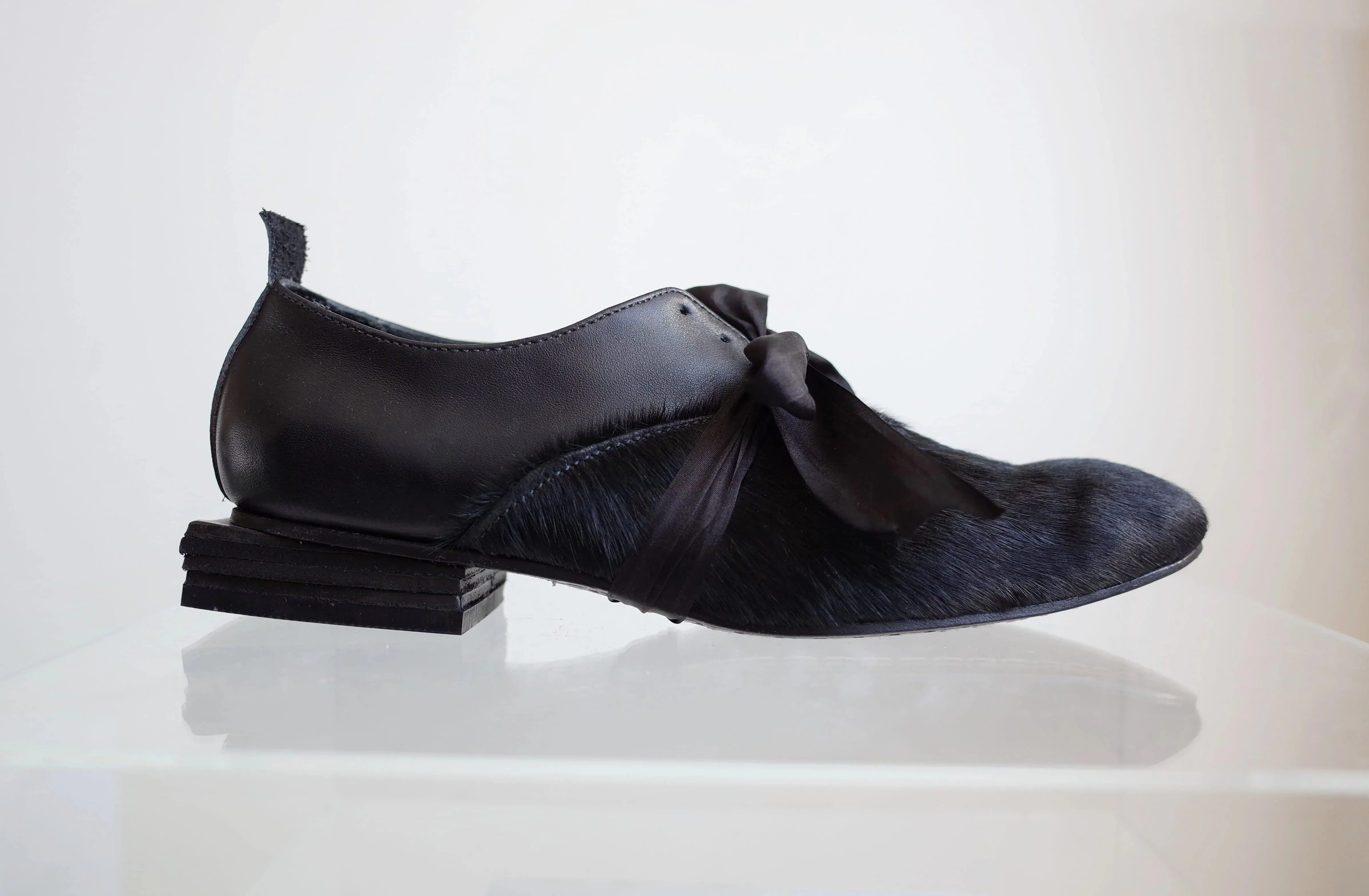 Square Heel Lace-up Leather Shoes