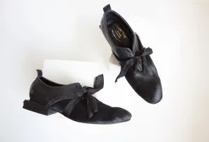 Square Heel Lace-up Leather Shoes
