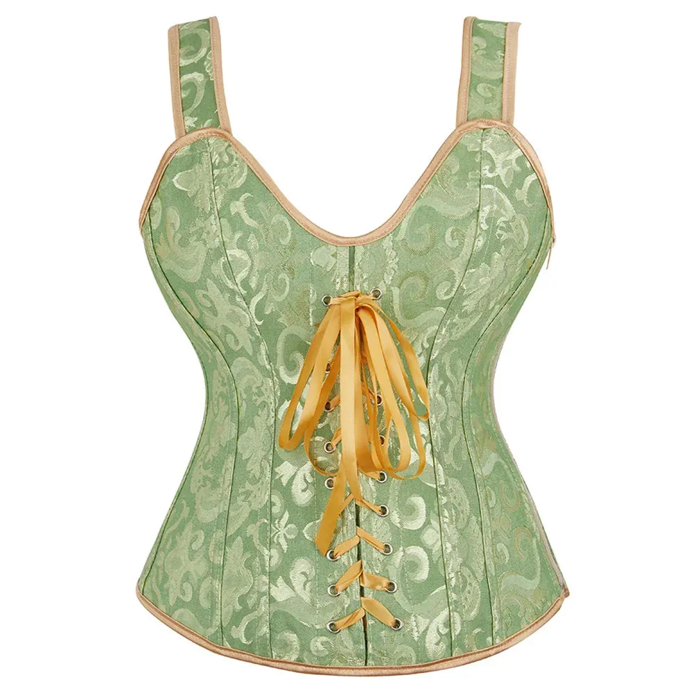 Steampunk Corset with Cup Lingerie Zipper Side Straps Overbust Corset Waist Trainer Bustier Plus Size