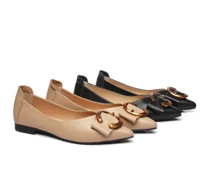 TARRAMARRA® Pointed Toe Ballet Flat with Metal Buckle Décor Women Pari