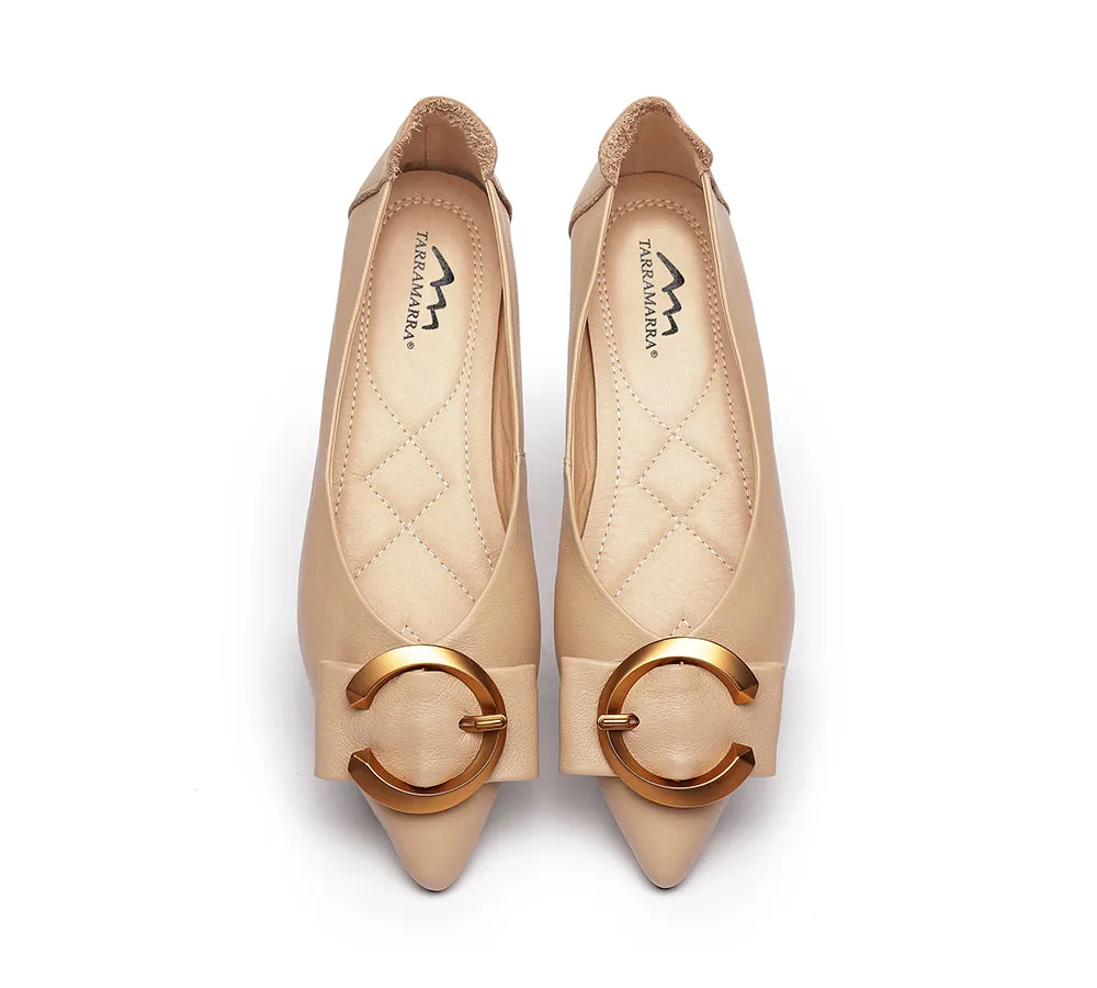 TARRAMARRA® Pointed Toe Ballet Flat with Metal Buckle Décor Women Pari