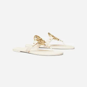 Tory Burch Miller Soft Metal Logo Sandal Cream Gold