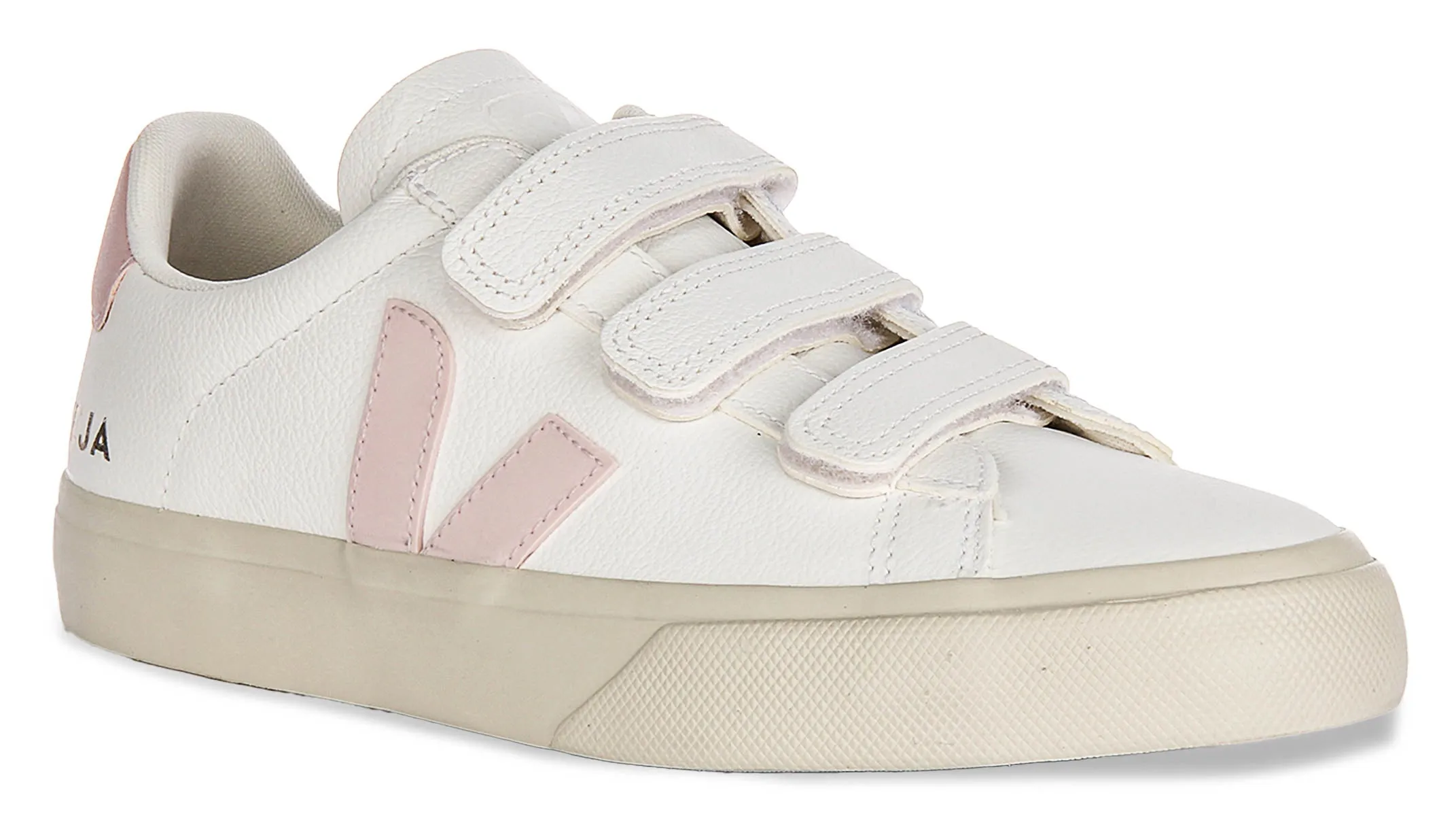 Veja Recife Logo Leather In White Pink For Women