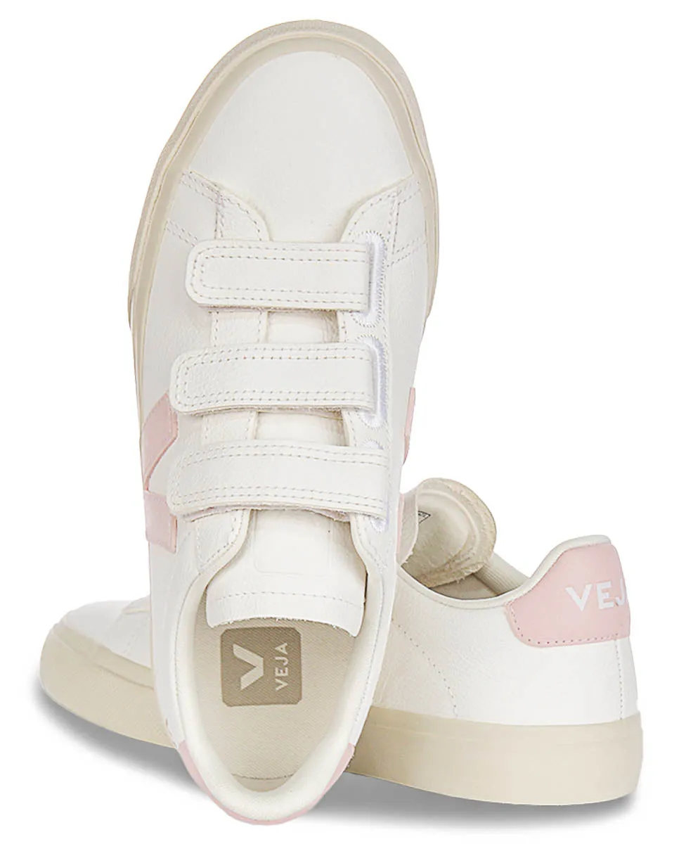 Veja Recife Logo Leather In White Pink For Women