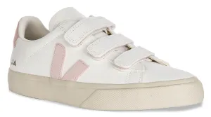 Veja Recife Logo Leather In White Pink For Women
