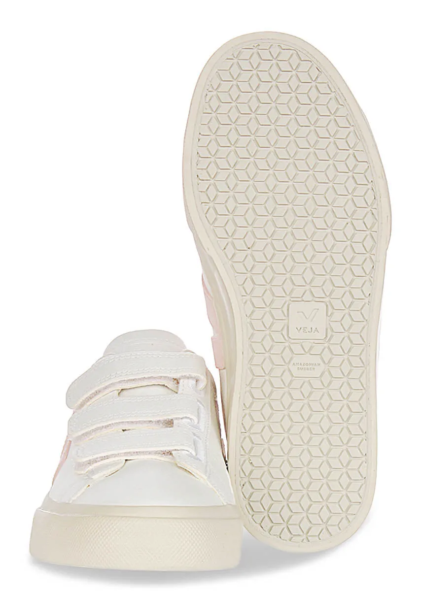 Veja Recife Logo Leather In White Pink For Women