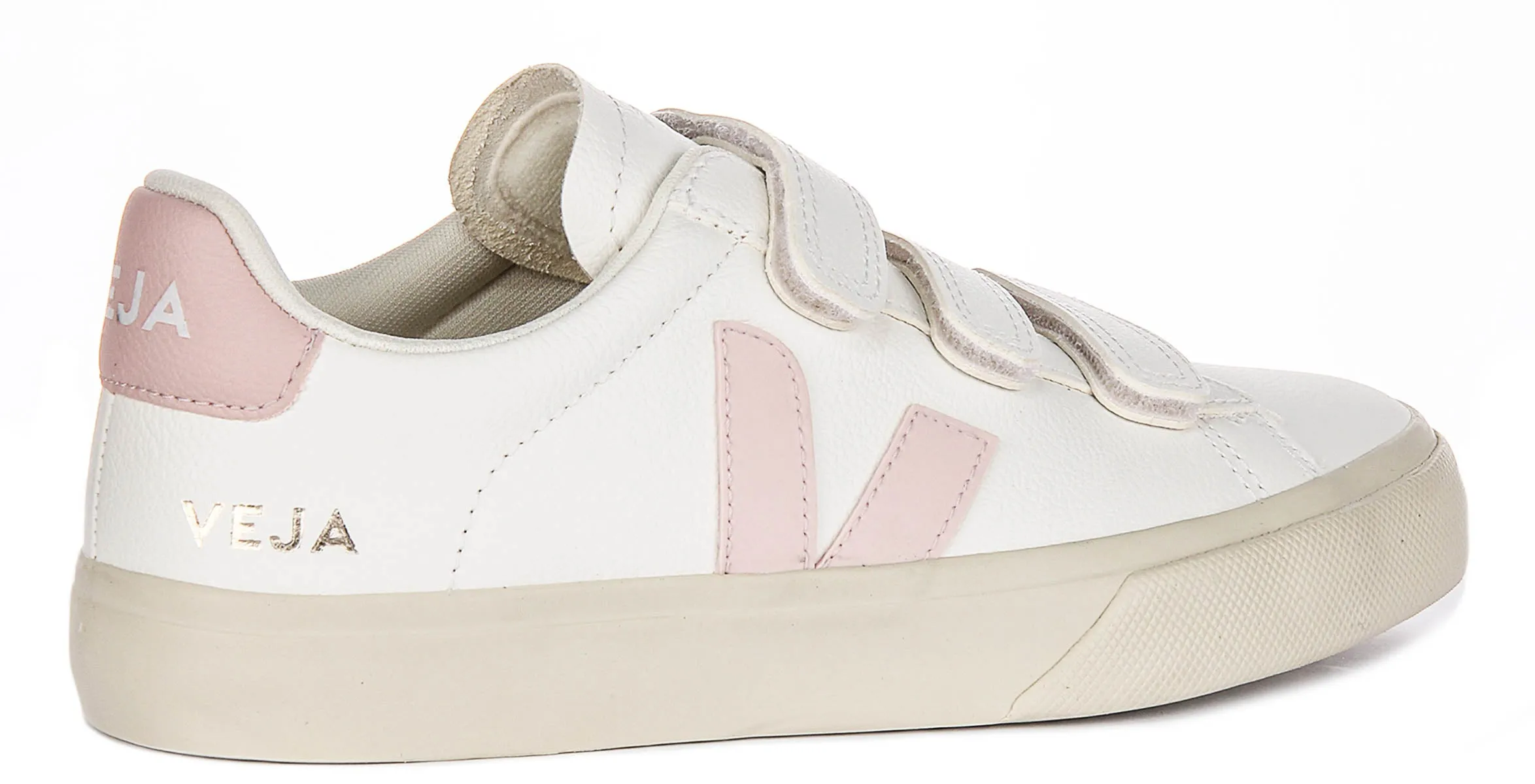 Veja Recife Logo Leather In White Pink For Women