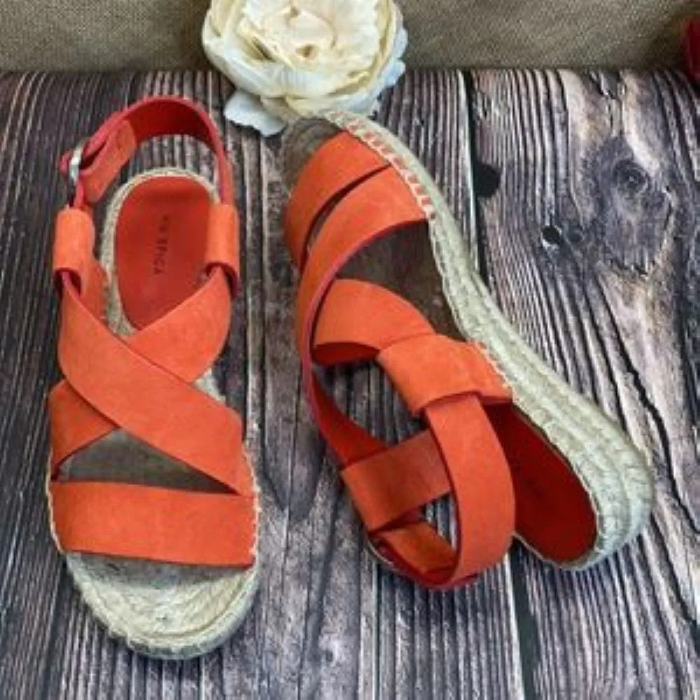 VIA SPIGA Sun Orange Suede Gia Espadrille Sandal 5