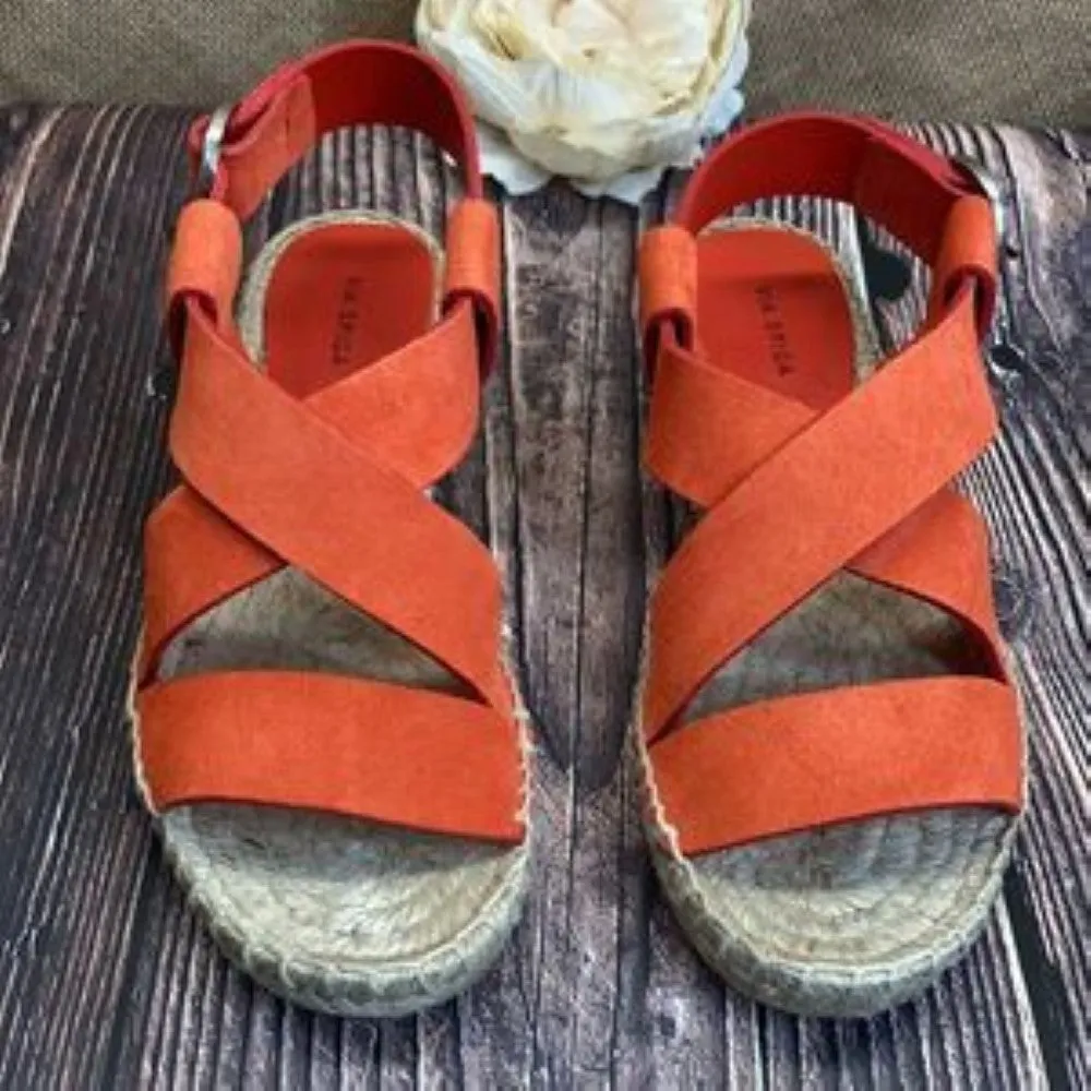 VIA SPIGA Sun Orange Suede Gia Espadrille Sandal 5