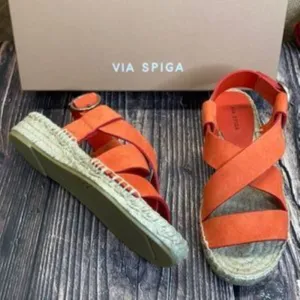 VIA SPIGA Sun Orange Suede Gia Espadrille Sandal 5