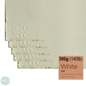 WATERCOLOUR PAPER - Saunders WATERFORD - WHITE -  5 SHEETS - 300 gsm (140lb) - 22 x 30" - HOT PRESSED (HP, SMOOTH)