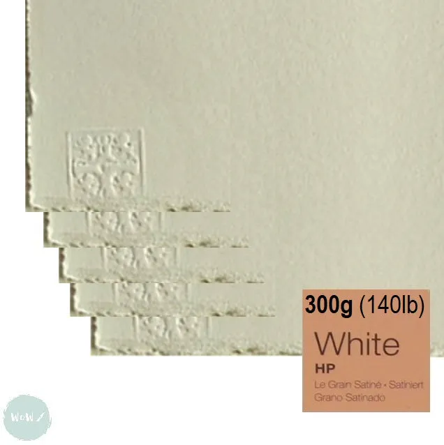 WATERCOLOUR PAPER - Saunders WATERFORD - WHITE -  5 SHEETS - 300 gsm (140lb) - 22 x 30" - HOT PRESSED (HP, SMOOTH)
