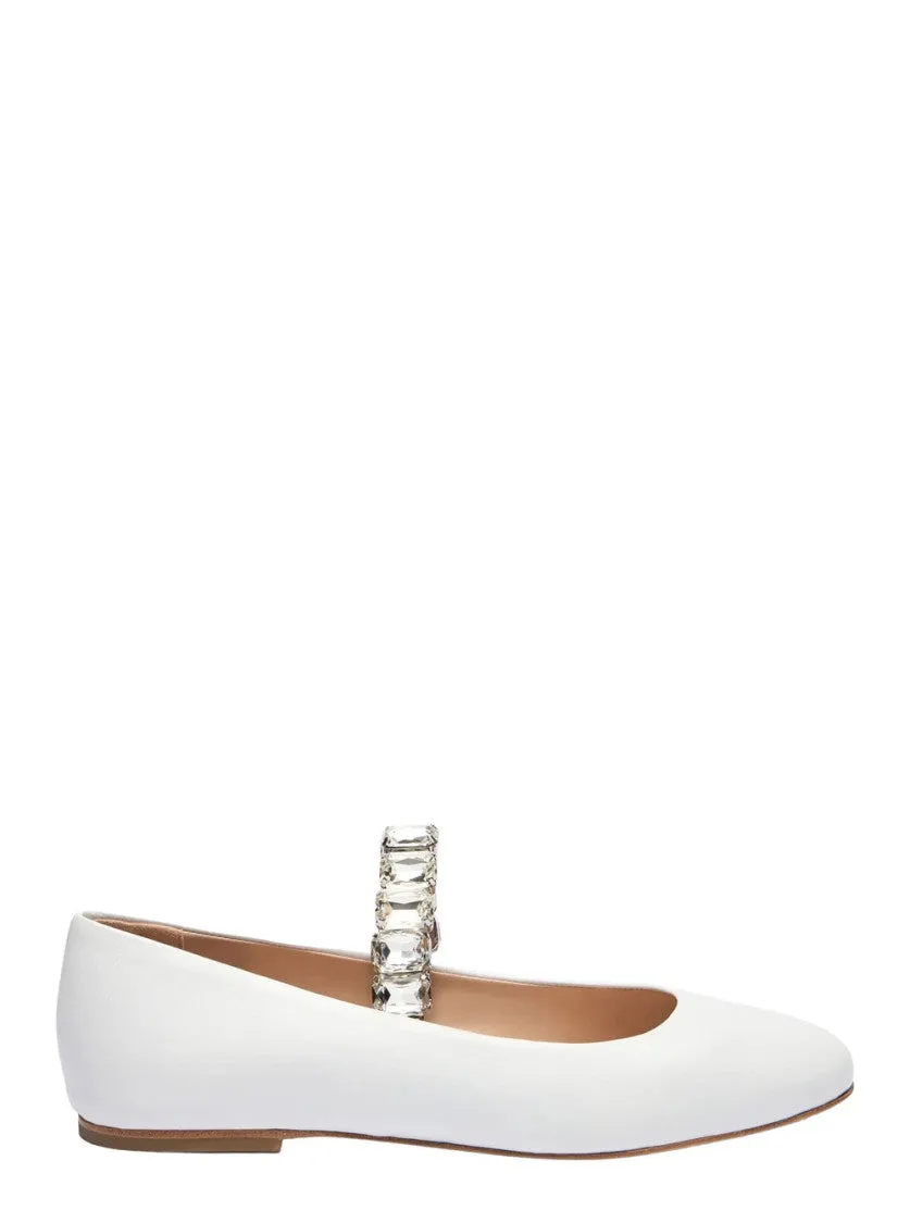 White Nappa Leather Ballet Flats