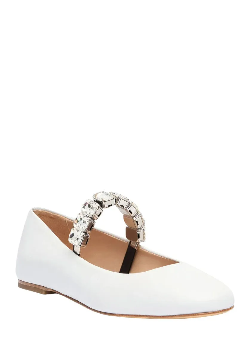 White Nappa Leather Ballet Flats
