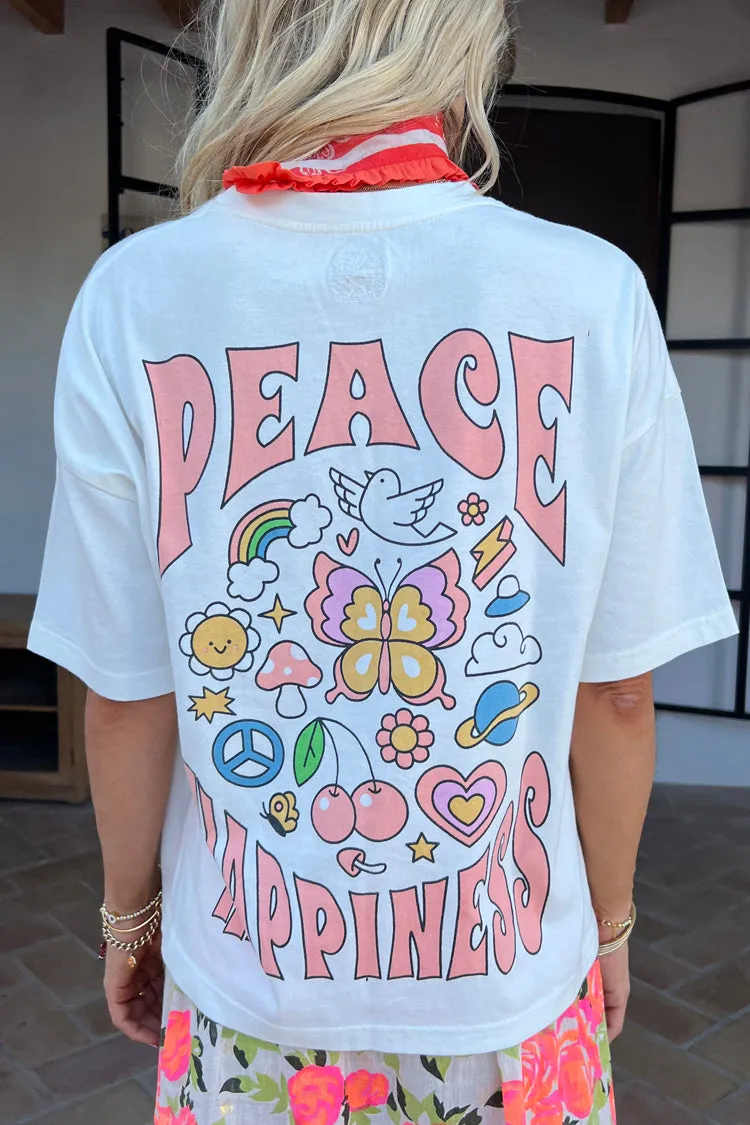 White Peace And Happiness T-Shirt