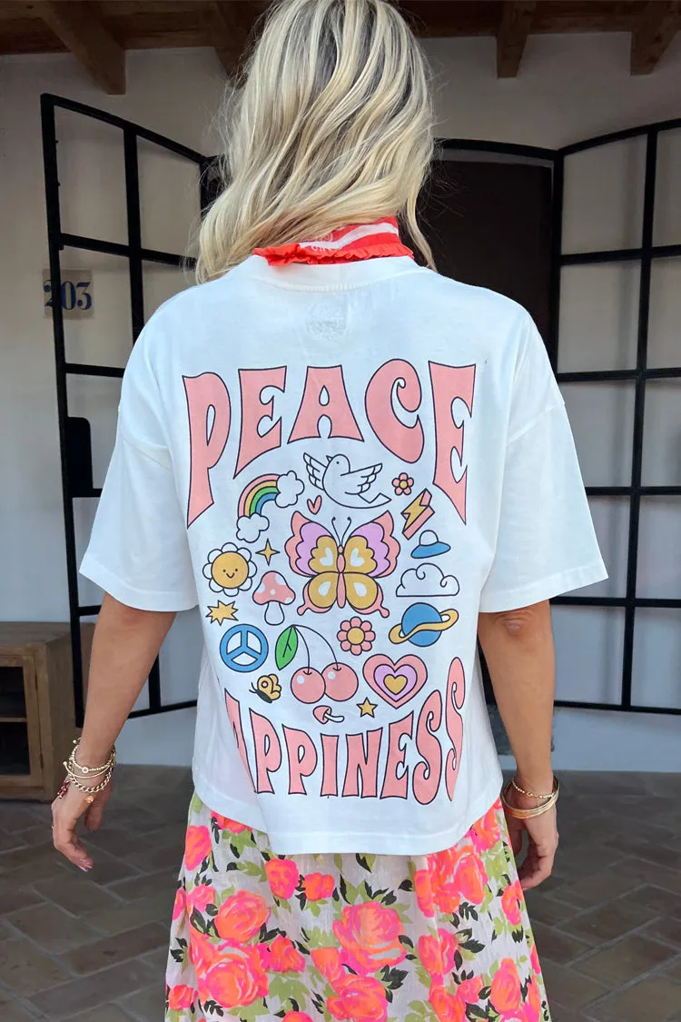 White Peace And Happiness T-Shirt