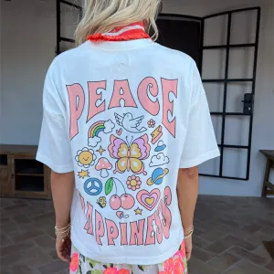 White Peace And Happiness T-Shirt