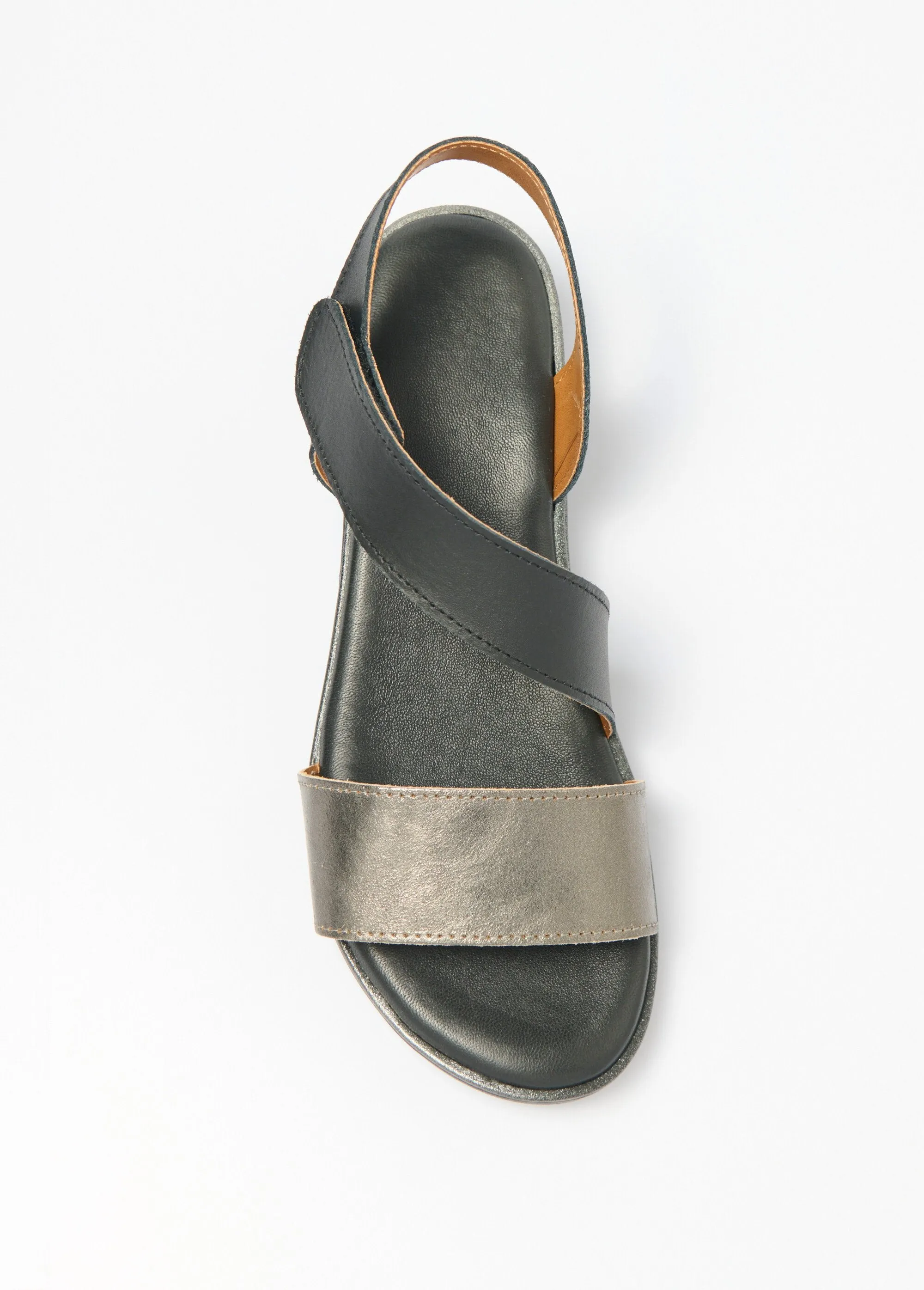 Wide width leather sandals with Velcro wedges