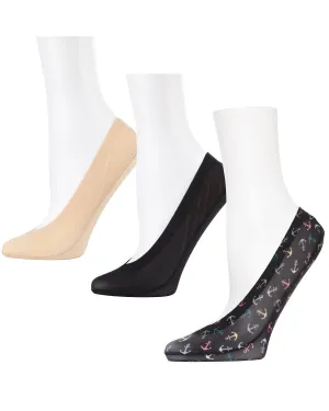 Women's 3 Pair Pack Anchors At Sea Fine Edge Liner Socks