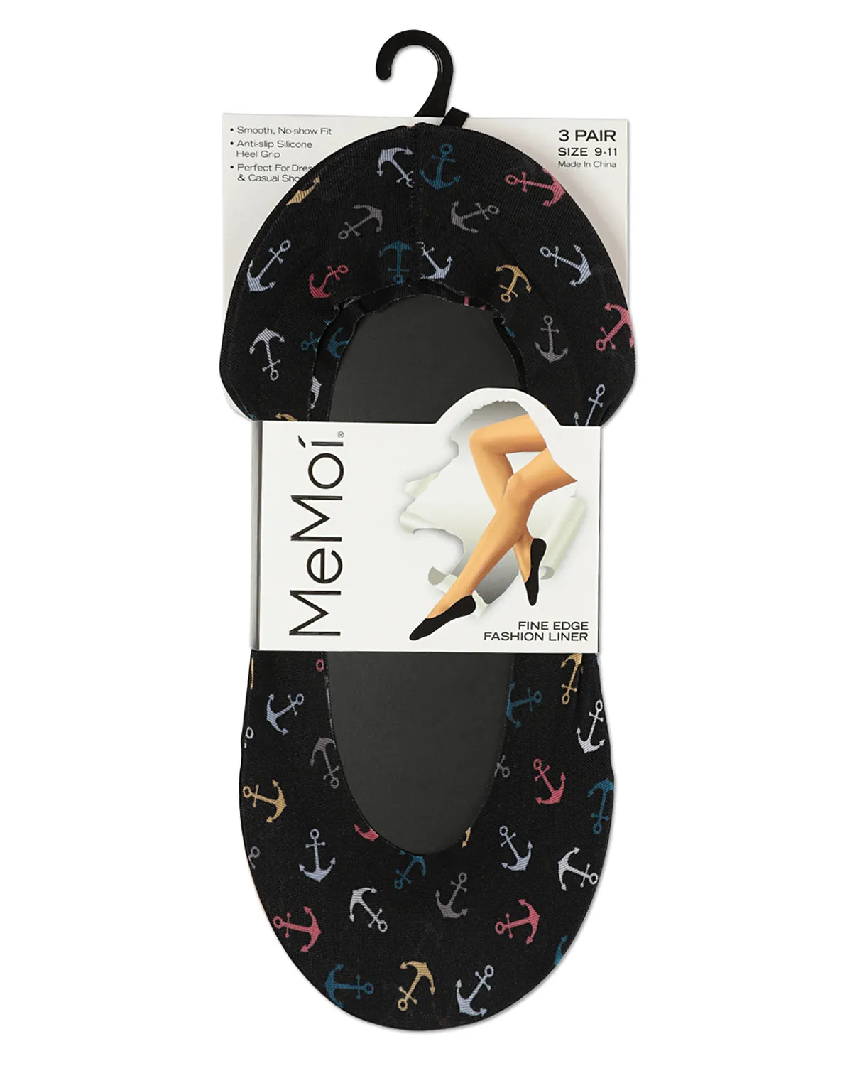 Women's 3 Pair Pack Anchors At Sea Fine Edge Liner Socks
