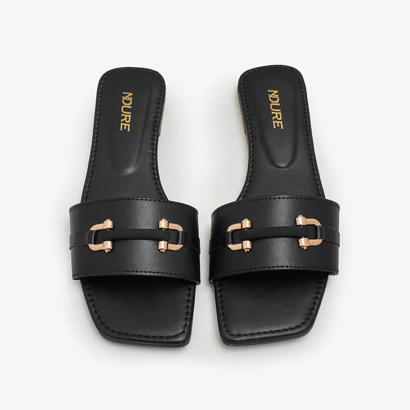 Women's Gold Studded Flats