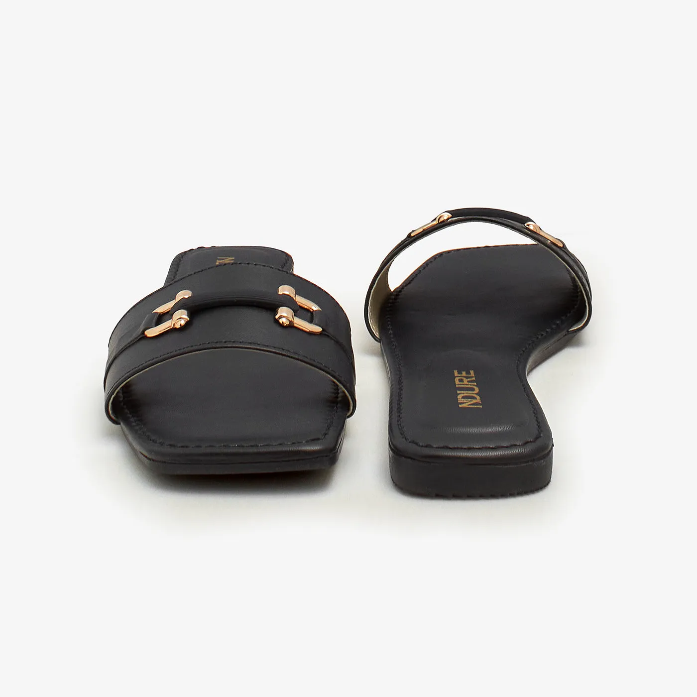 Women's Gold Studded Flats