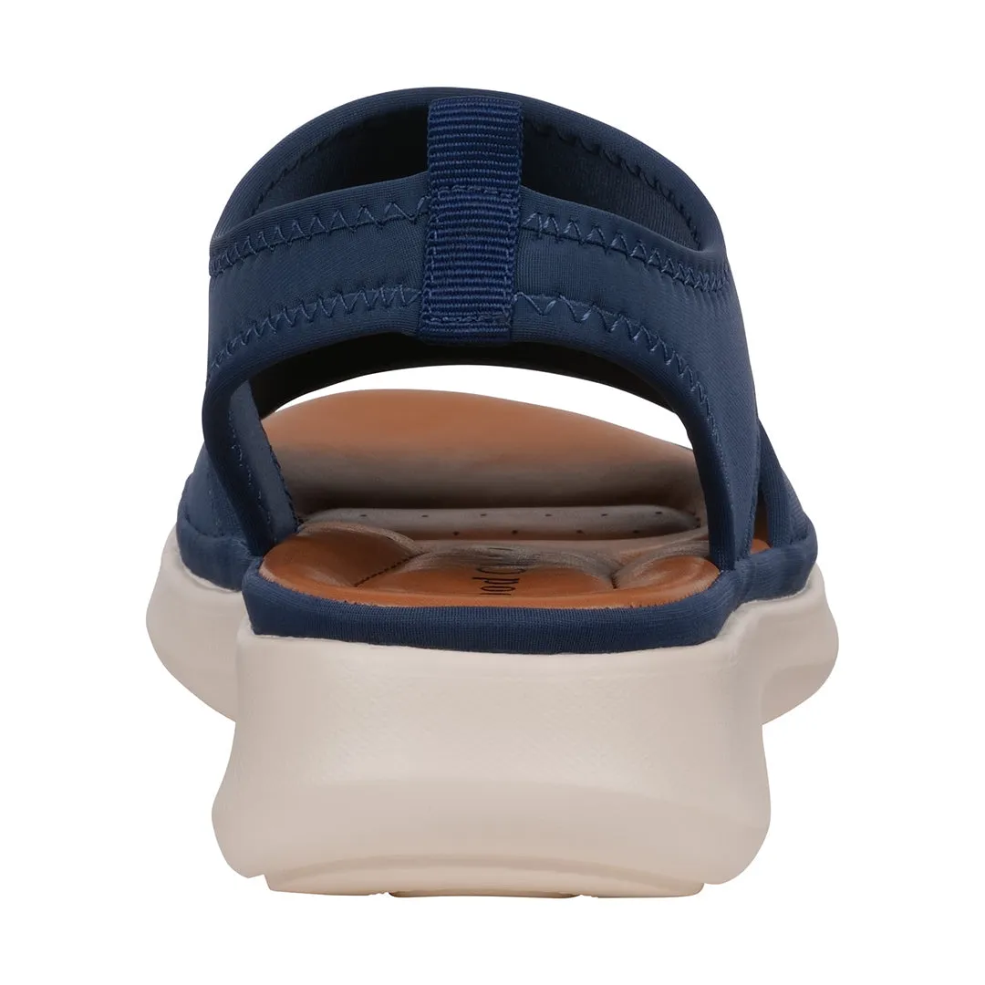 Women's Romy Navy Stretch Lycra Wedge Sandals