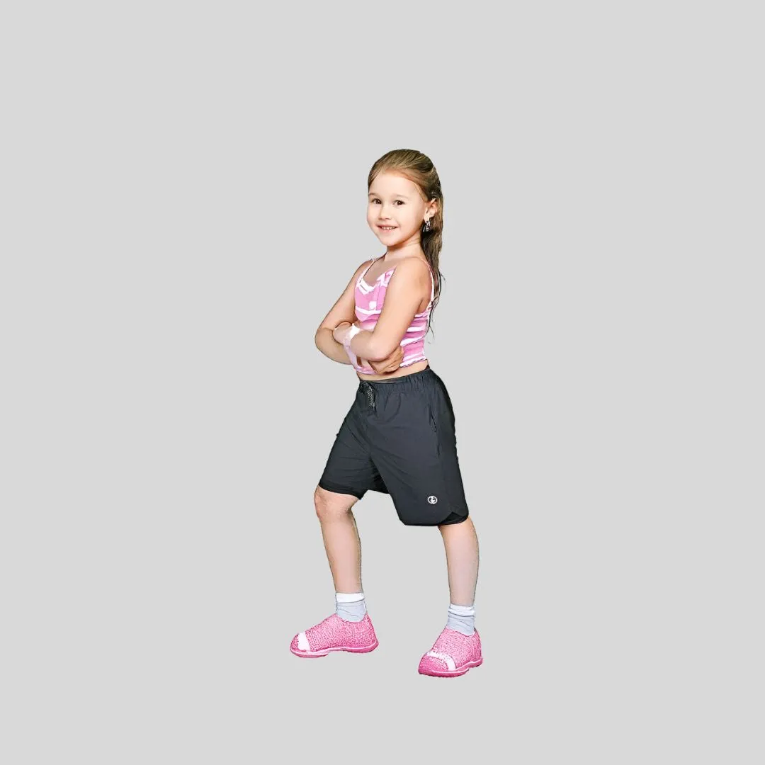 YOUTH 2 IN 1 BLACK RUNNING SHORTS