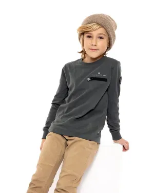 Youth Boys Longsleeved Cotton Shirt in Army Green: Sizes 7 to 14